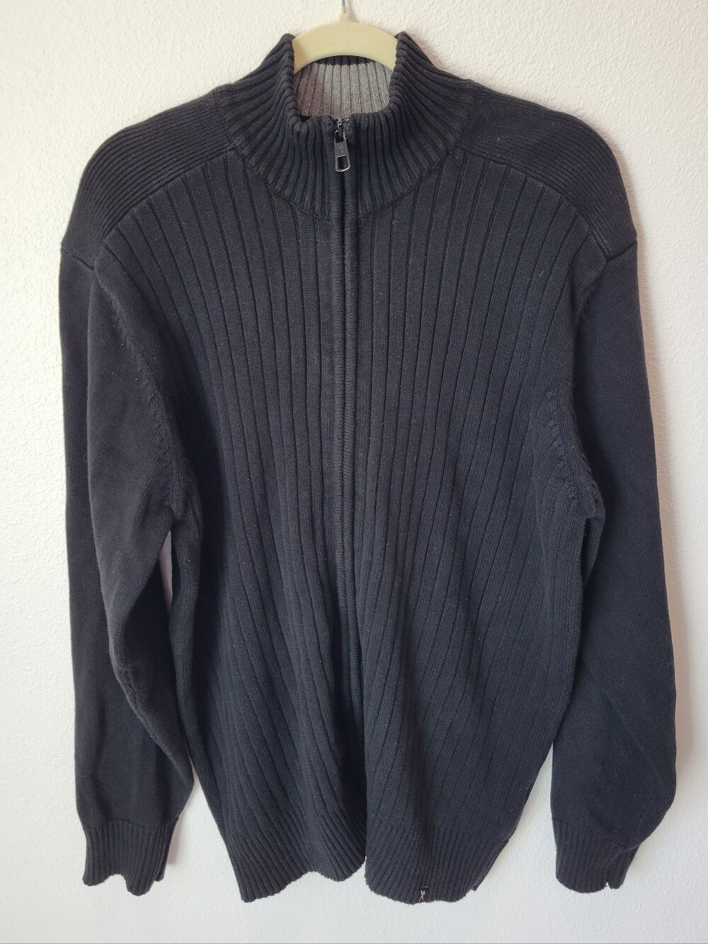 Marc Ecko Cut & Sew Mens XL Black Mock Neck 1/4 Zip‎ Cotton Sweater Ribbed